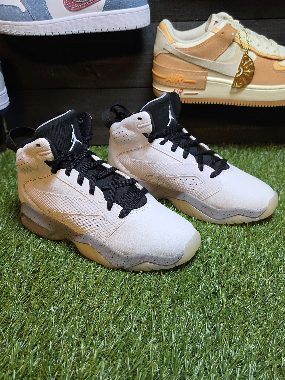 4y Jordan Lift Off White and Black Basketball Shoes